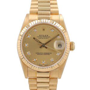 Rolex  Datejust 68278 31mm Champagne Diamond Dial Fluted Bezel President Band